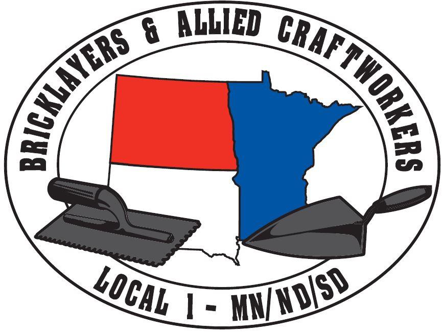 砖瓦匠 & 联合工匠当地工会1明尼苏达州/北达科他州的标志